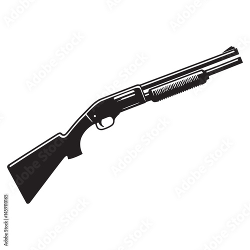 Flat Shotgun silhouette, simple yet powerful – shotgun illustration – shotgun vector – weapon silhouette

