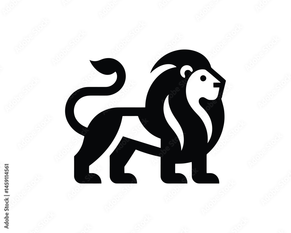 Fototapeta premium Iconic Lion Silhouette Logo in Clean Monochrome Style