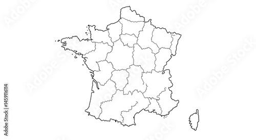 France Administrative Divisions Outline Map