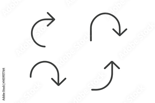 Vector illustration icons depicting various arrow designs for navigation and direction indication in user interfaces