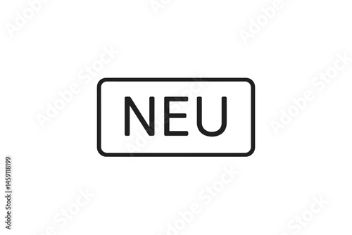 Vector illustration icon featuring the word NEU in a bold, minimalist style on a simple background