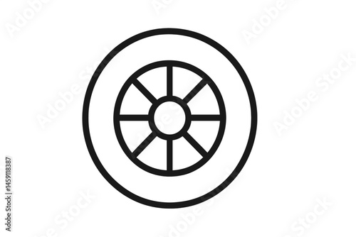 Vector illustration of a simplistic wheel design on a plain background