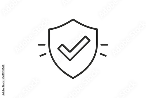 Shield symbol with check mark representing security and trust in digital services and online platforms
