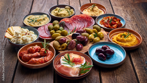 Colorful Mediterranean Tapas Spread