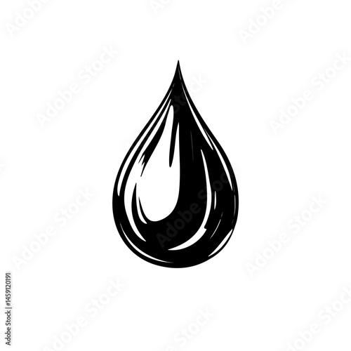 Black and white Rain Drop symbol, perfect for tattoos, vectors, logos, isolated on a white background.