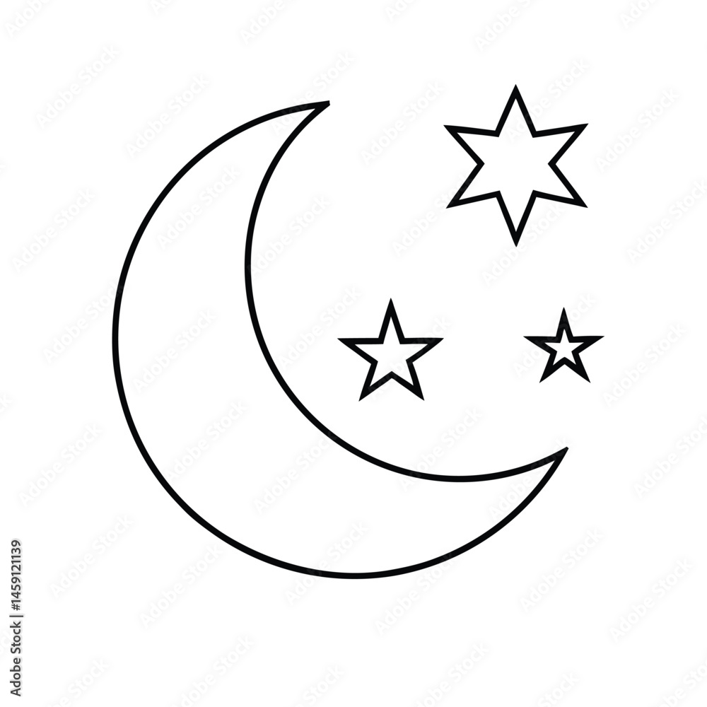 minimalist one-line moon and star line art illustration minimalist one-line moon and star line art illustration