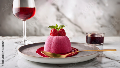 Elegant Dessert on Marble Table.