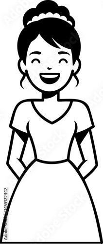 Happy Bride in Wedding Dress Illustration