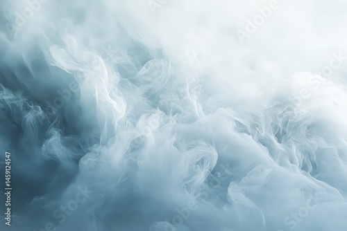 Abstract design of swirling light grey and white smoke patterns.