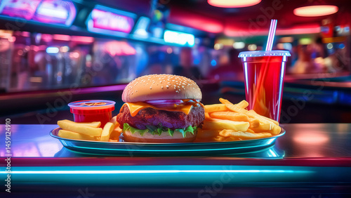 Late Night Diner with Neon Lights