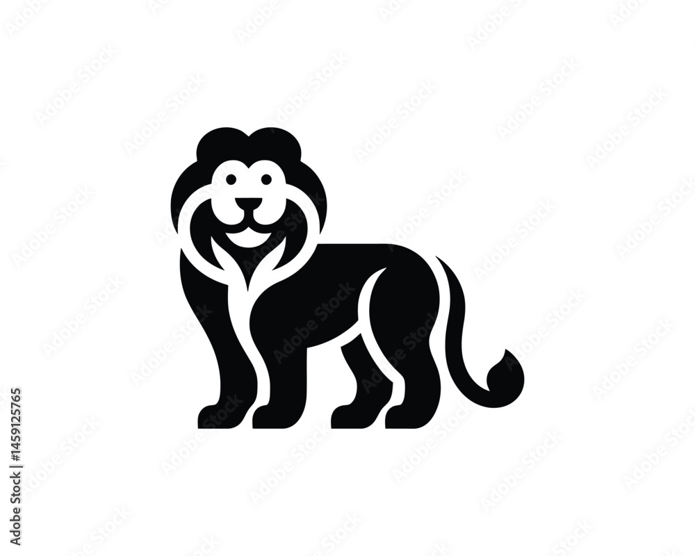 Obraz premium Clean and Playful Lion Full Body Logo in Minimalist Design