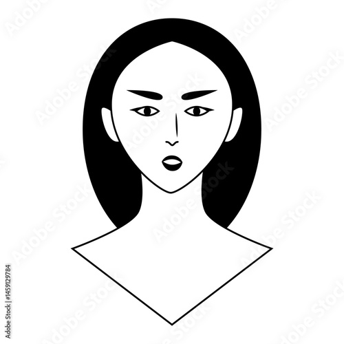 Intense female portrait with sharp eyes and dark hair.