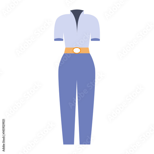 Vector illustration of a stylish jumpsuit with belt.