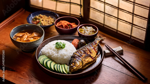 Traditional Japanese Breakfast in Natural Light