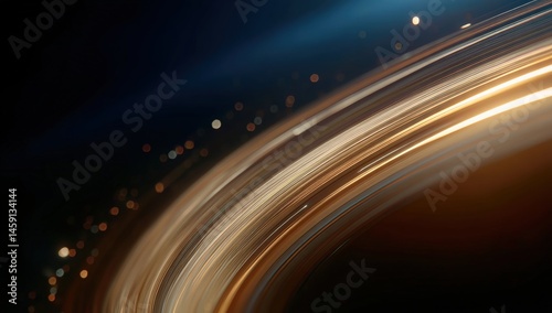 Obraz na płótnie Abstract light trails curve across a dark background, creating a dynamic and futuristic visual effect. w salonie