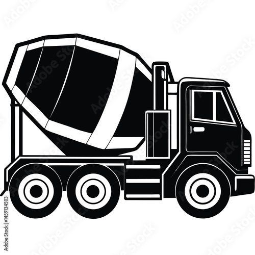 Concrete Mixer Truck Icon - High-Quality Vector Illustration