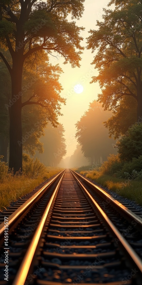 Fototapeta premium Golden hour on a railway track