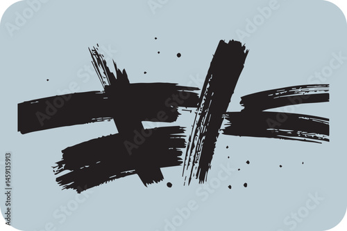 Bold Black Grunge Brushstrokes: Dynamic Textured Ink Marks for Artistic Overlays and Distressed Design Elements.