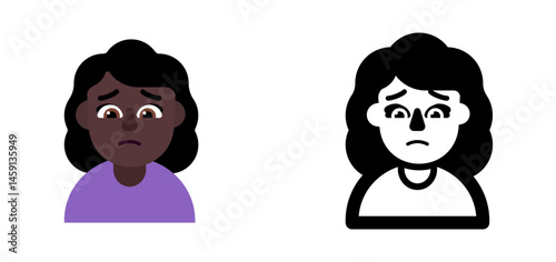 Woman Frowning Emoji (Dark Skin Tone)

