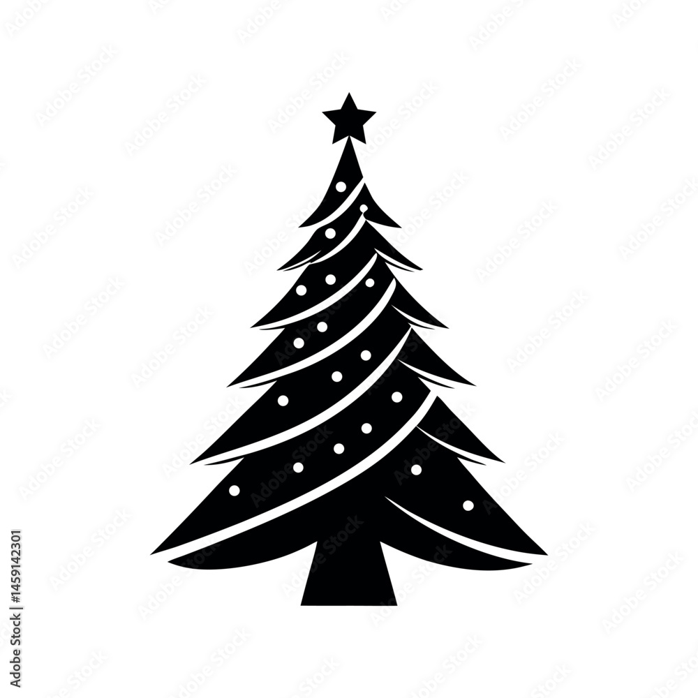 Christmas Tree Topper Silhouette Vector Art
