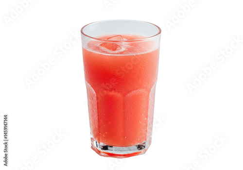 Refreshing pink guava juice served in a tall glass with ice