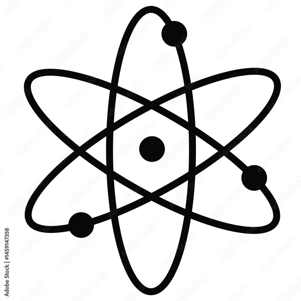 Cute cartoon hand drawn vector atom line art. Cute cartoon hand drawn vector atom line art.