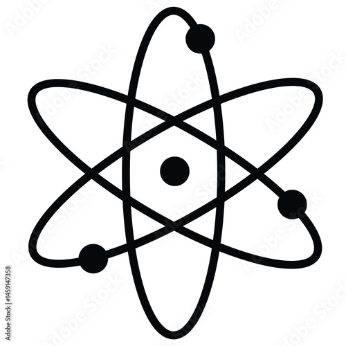Cute cartoon hand drawn vector atom line art.