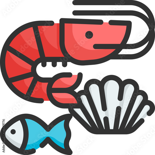 seafood illustration on a white background     