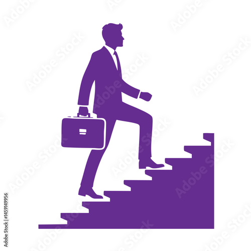 Businessman Climbing Stairs to Success: A Symbol of Ambition and Career Growth