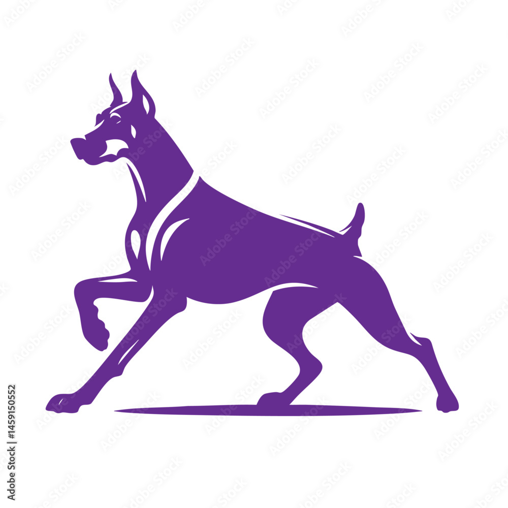 Fototapeta premium Majestic Doberman Pinscher in Motion: A Dynamic Black Silhouette of Canine Elegance
