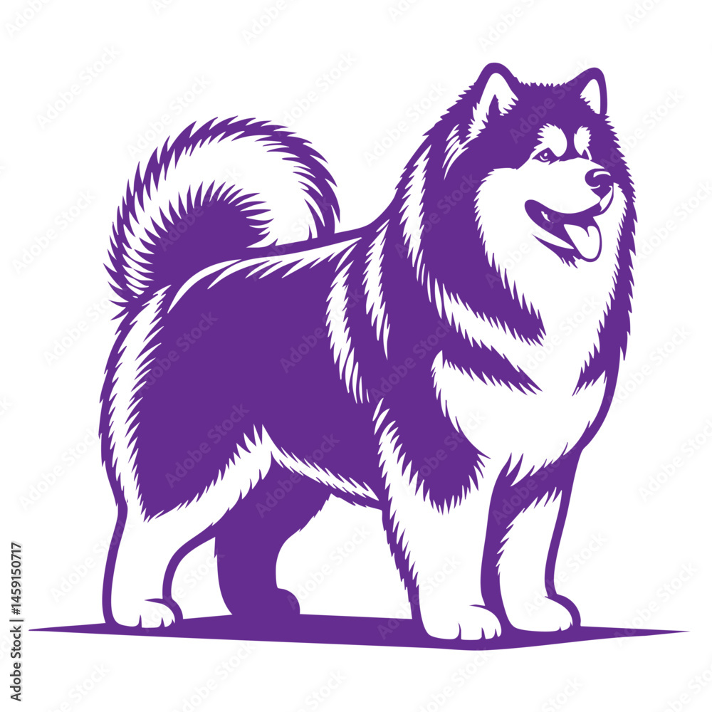 Fototapeta premium Alaskan Malamute Dog: Majestic Canine Portrait in Black and White Vector Art