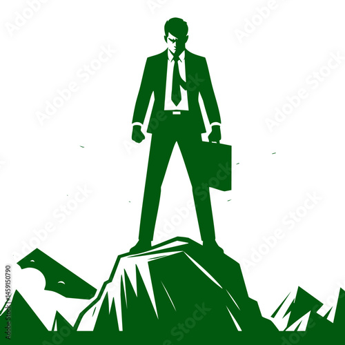 Businessman Reaching the Peak of Success: A Powerful Symbol of Ambition and Achievement in the Corporate World