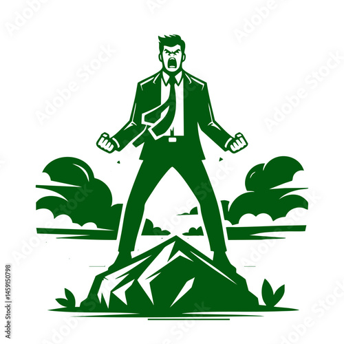 Angry Businessman Silhouette: A Powerful Image Representing Business Challenges and Overcoming Obstacles