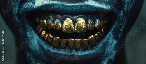 Obraz na płótnie Grinning Face with Gold Teeth w salonie