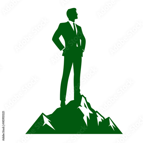 Businessman Reaching the Peak of Success: A Silhouette of Ambition and Achievement