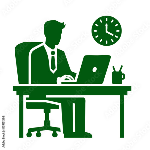 Businessman Working on Laptop in Modern Office: Productivity and Success Concept