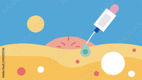 MicroNeedling Technique A representation of a microneedling procedure being performed with exosome serum p on the skin to facilitate absorption.