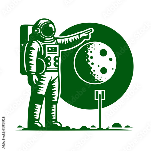 Astronaut on the Moon: A Vintage Space Exploration Illustration
