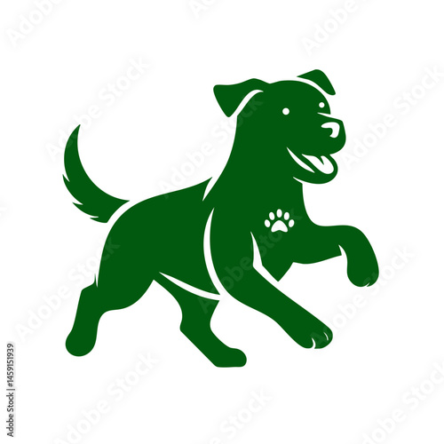 Playful Black Dog Silhouette: A Happy Canine Vector Graphic
