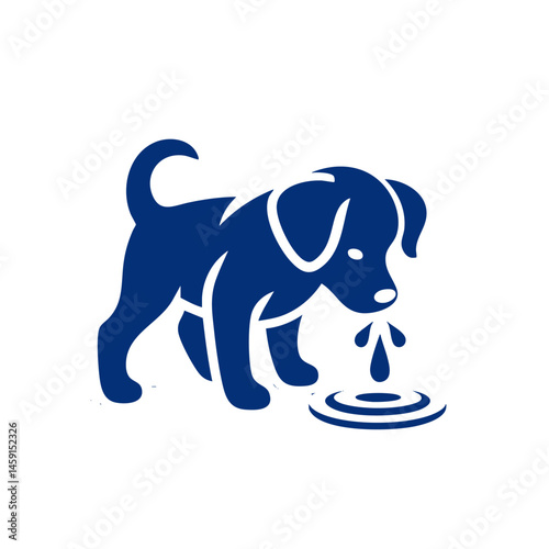Adorable Puppy Drinking Water: A Cute Black and White Vector Illustration