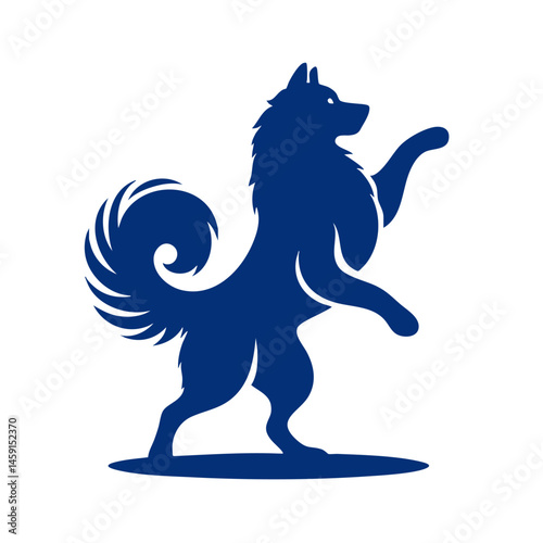 Majestic Canine Silhouette: Elegant Black and White Dog Vector Graphic