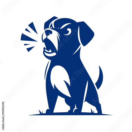 Aggressive Barking Dog: A Bold Black and White Vector Illustration