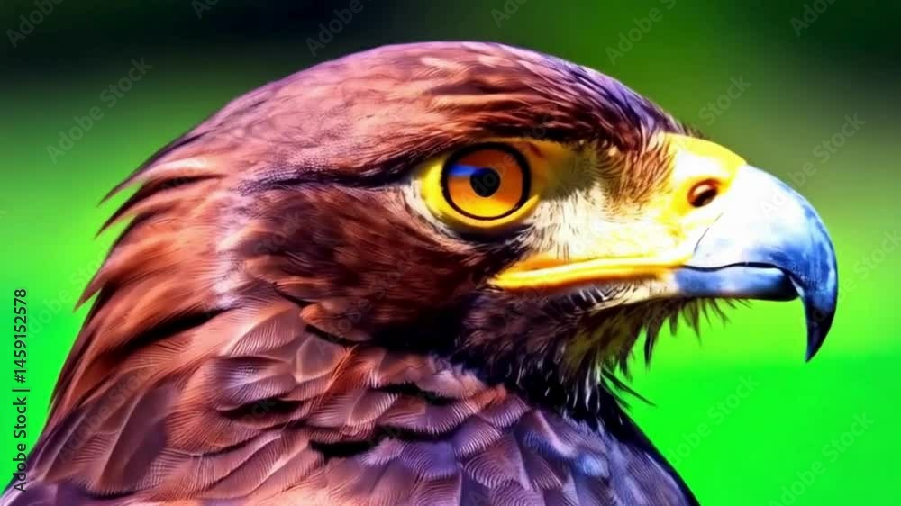 Majestic Hawk Profile Against Green Screen Majestic Hawk Profile Against Green Screen