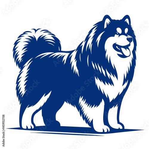 Majestic Finnish Spitz Dog: A Black and White Vector Portrait