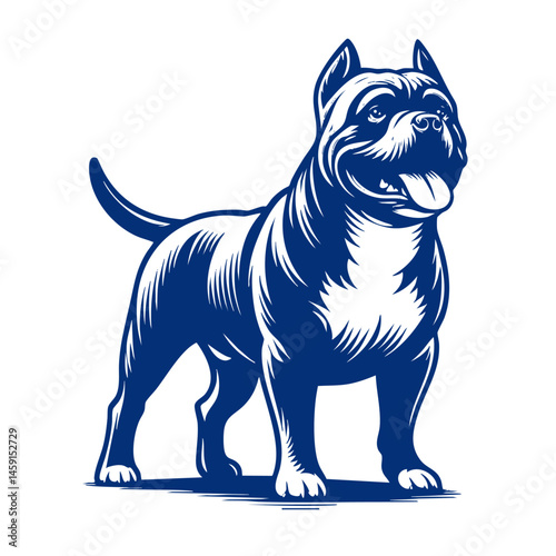 American Bully Dog Breed: A Majestic Black and White Vector Portrait