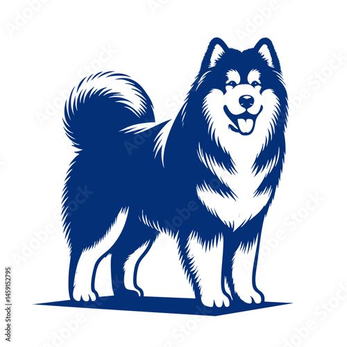 Majestic Alaskan Malamute Dog: A Stunning Black and White Portrait of a Happy Canine Companion