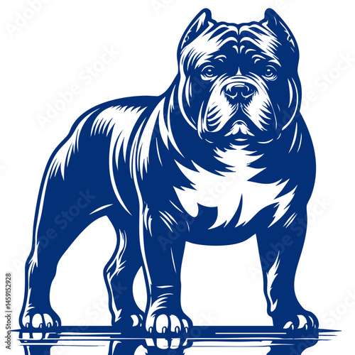 American Bully Dog: Majestic Black and White Vector Portrait. Powerful Canine Illustration, Bold Graphic Design