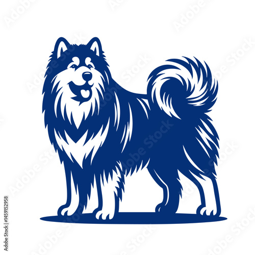 Majestic Alaskan Malamute Dog: A Stunning Black and White Vector Portrait