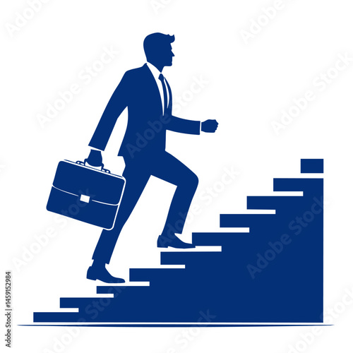 Businessman Climbing Stairs to Success: A Symbol of Ambition and Growth in Corporate Career