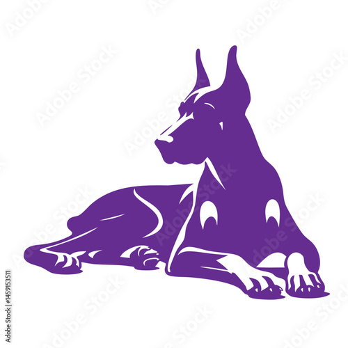 Majestic Doberman Pinscher Silhouette: Elegant Black and White Canine Art